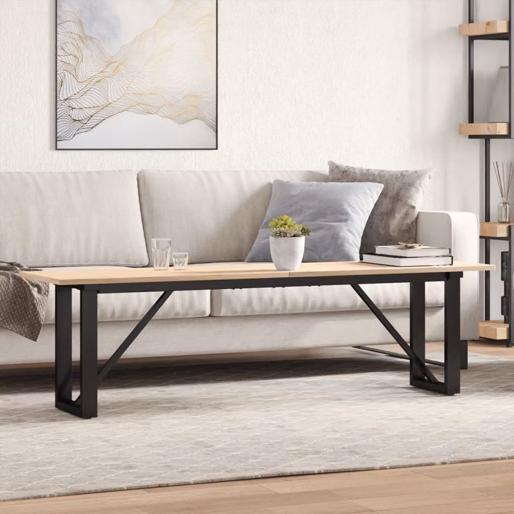 Maison Exclusive - Tavolino Salotto Telaio a O 160x40x45cm Legno Pino e Acciaio