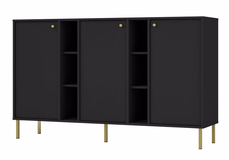 Cassettiera larga IROS 2 - nero grafite / oro