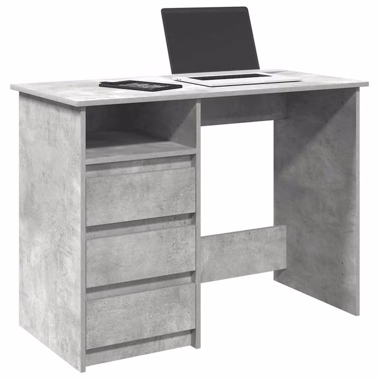Scrivania moderna vidaXL in MDF color grigio, L 102 x P 50 x H 75 cm