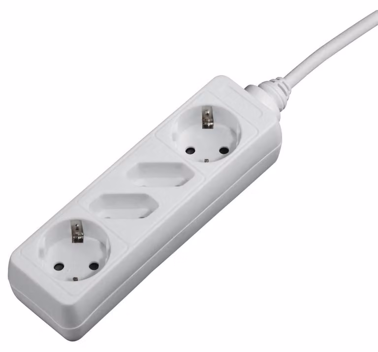 HAMA 121921 cavo di prolunga con 4 prese, 2 x Shuko + 2 x Euro, 1,4 m, bianco
