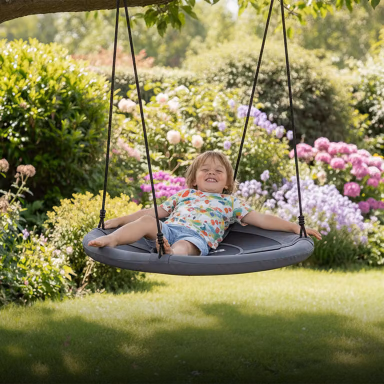 Altalena da giardino Swayer TecTake GmbH per adulti, regolabile, grigio e nero, Ø 100 cm