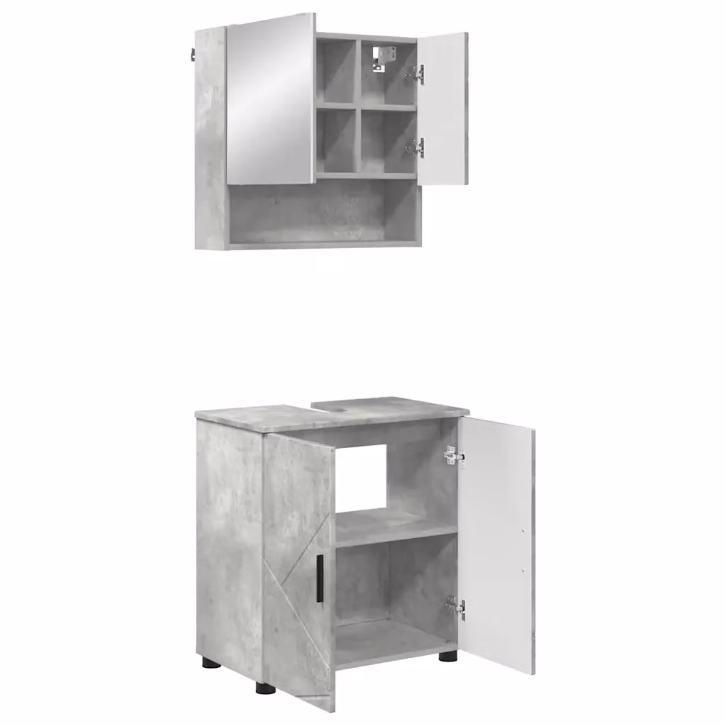 Set di mobili per il bagno vidaXL in 2 pezzi Grigio opaco con mobile lavabo e armadietto specchio L/P/H: 61 x 35 x 64 cm – 2