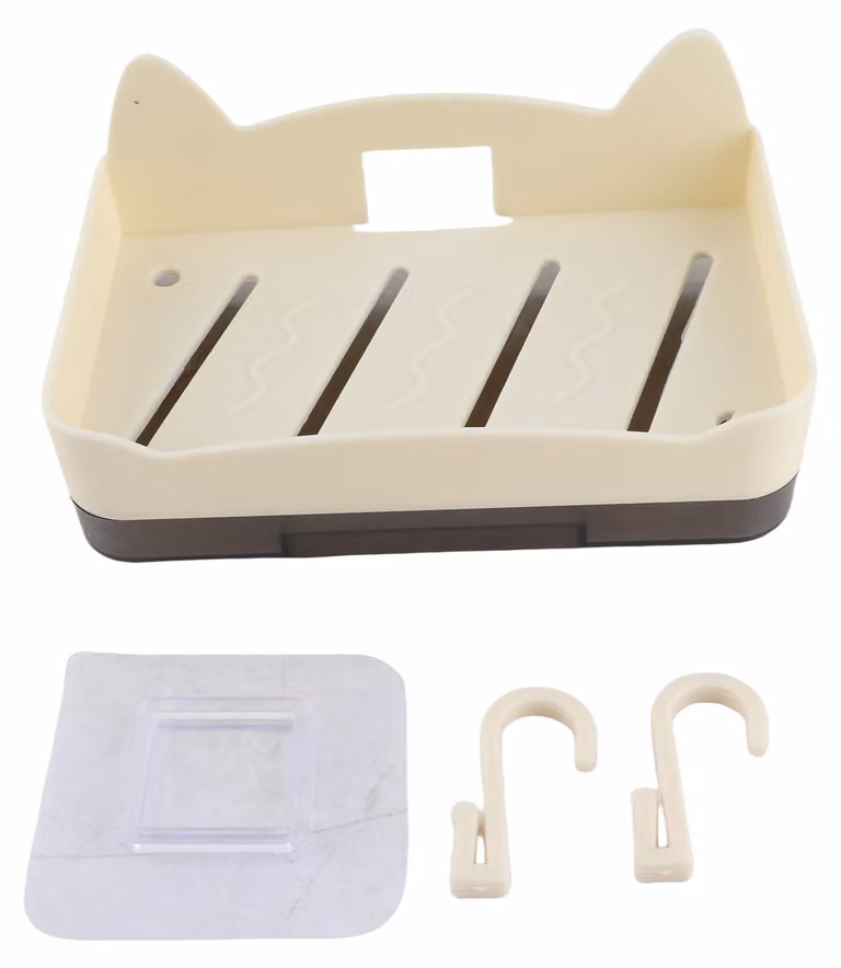 Portasapone da parete, senza fori, con scarico quadrato, ideale per il bagno, color beige