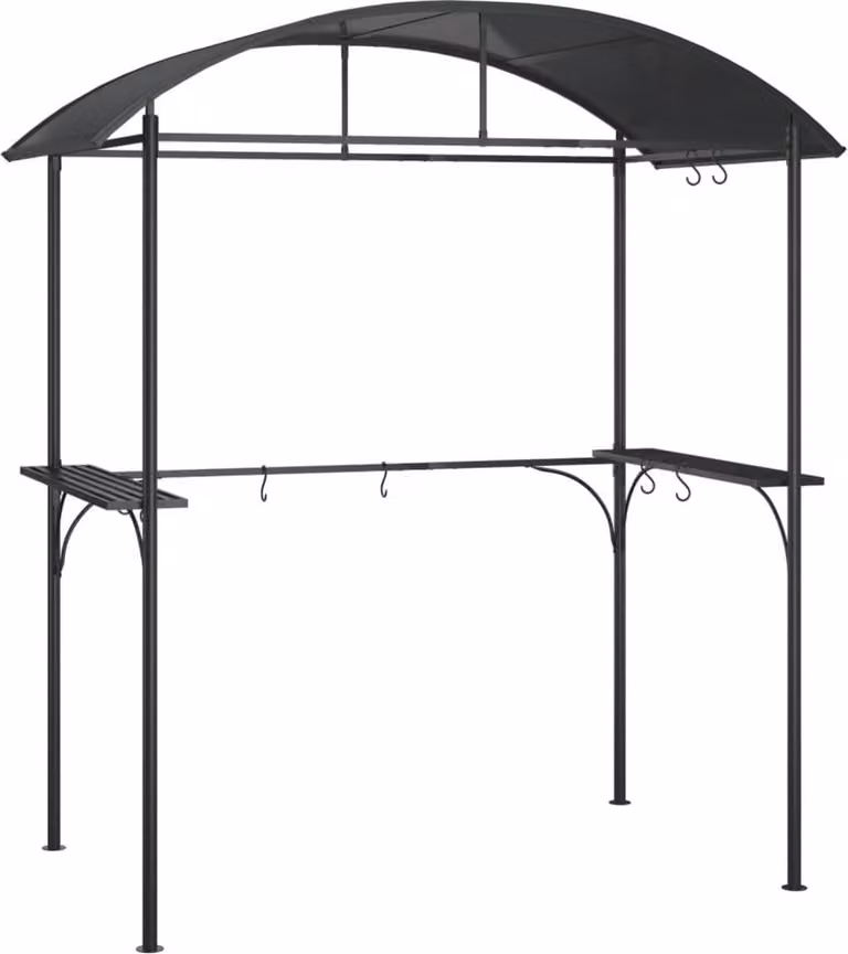 Gazebo Barbecue Ripiani Laterali Antracite 220x115x230 Acciaio