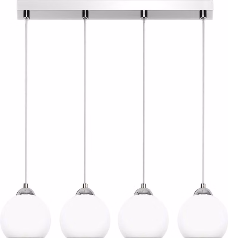 Lampada a sospensione cromata con paralume bianco MOKA SILVER 13-671