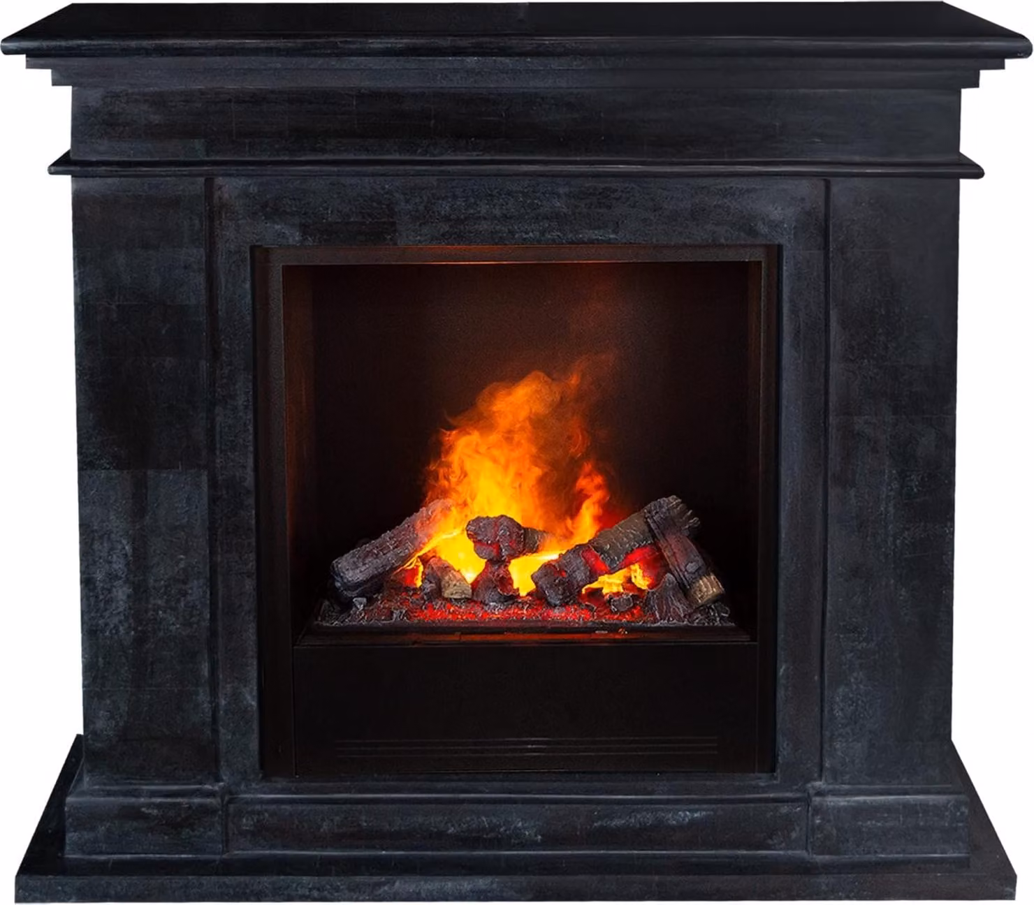 Caminetto a vapore acqueo Xaralyn - Kos EC6-SWP - pietra naturale nera - con telecomando - caminetto elettrico decorativo Opti-Myst - caminetto da incasso incluso - caminetto decorativo