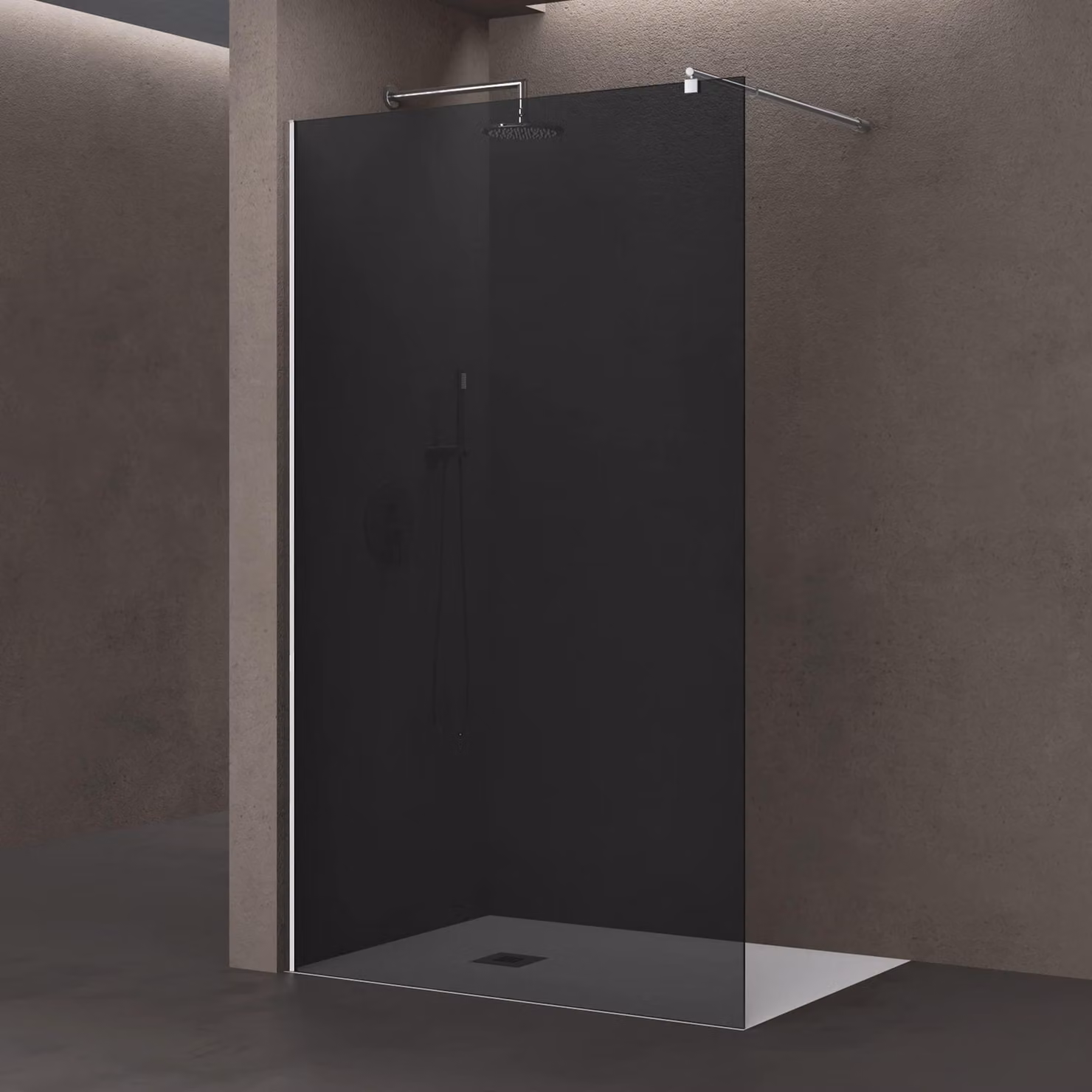 doporro Box Doccia Walk-In 90x200 cm, Parete Doccia Fissa in Vetro Temperato FumšŠ 8 mm con Barra Stabilizzatrice Regolabile e Profilo Cromato šC Bremen01VG