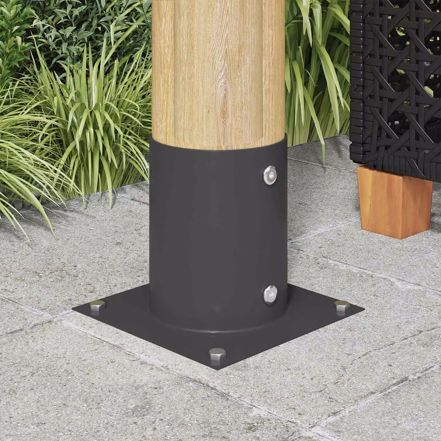 Set di 12 ancore rotonde per terreno vidaXL in metallo, colore Antracite, L/P/H: 18 x 18 x 15 cm
