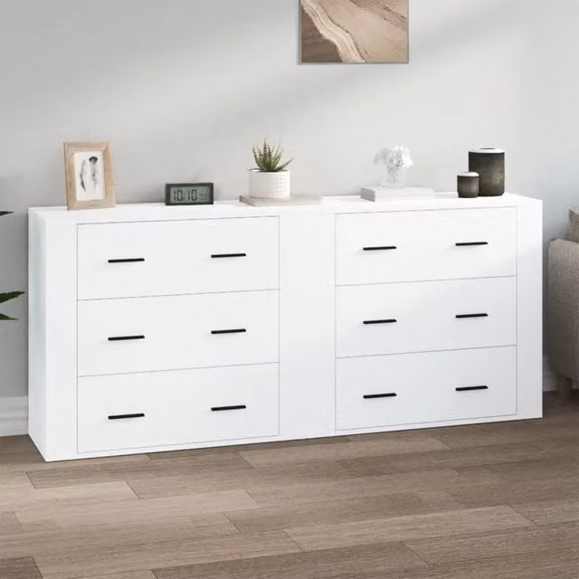 Credenze 2 pz Bianche in Legno Multistrato 3185407