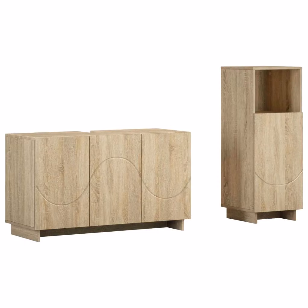 Set mobili da bagno moderno vidaXL in legno color marrone con vanità e ante a cerniera L/P/H: 101,0 x 40,79 x 76,7 x 95,0 cm – 2