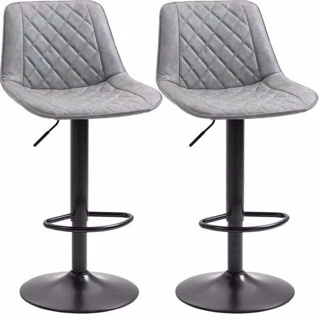 Set di 2 sgabelli da bar girevoli altezza regolabile ¨C zephmum ¨C grigio similpelle 86-106 cm