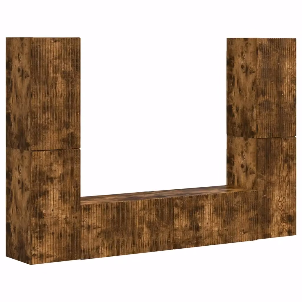 Set mobile TV moderno vidaXL in 6 pezzi Rovere Fumo marrone in legno MDF per soggiorno L/P/H: 180 x 40 x 50 cm – 2