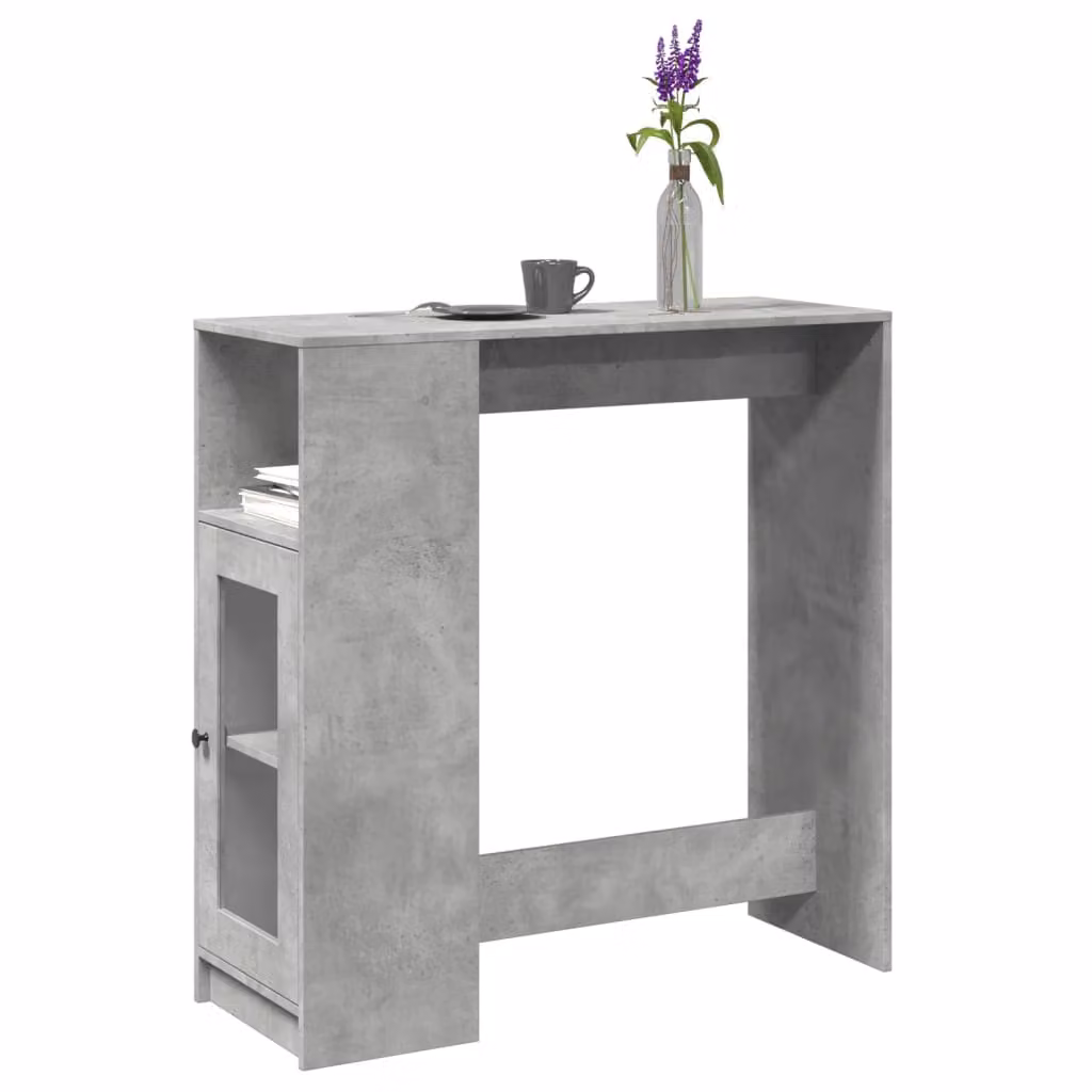 vidaXL Tavolo Bar con Rastrelliera Grigio L: 101 cm, P: 40 cm, H: 103,5 cm in Multistrato