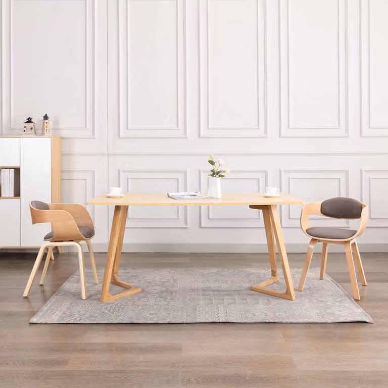 Set di 2 sedie da pranzo vidaXL in stile scandinavo con struttura in legno e tessuto grigio