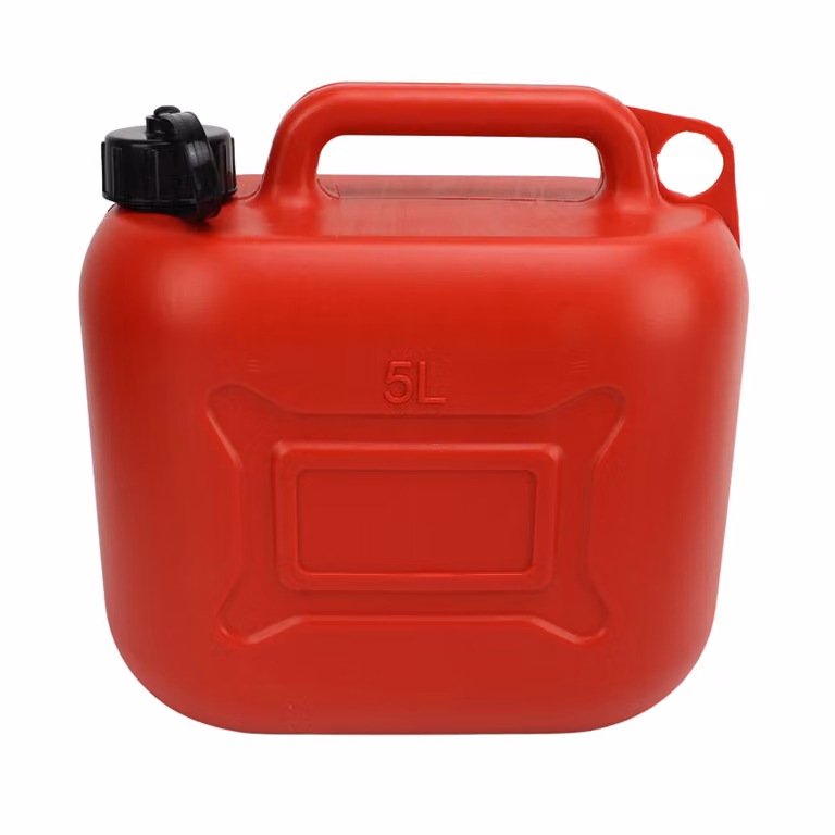 Tanica per benzina da 5 litri (1,3 galloni) in plastica ABS rossa a tenuta stagna, con beccuccio lungo 27 cm