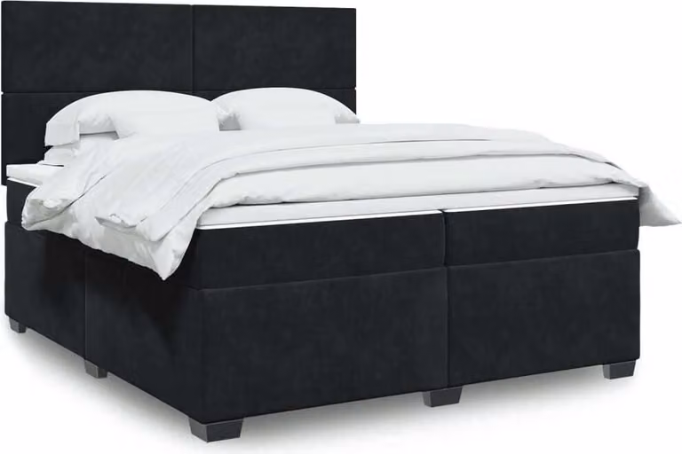 Maison Exclusive - Giroletto a Molle con Materasso Nero 200x200 cm in Velluto