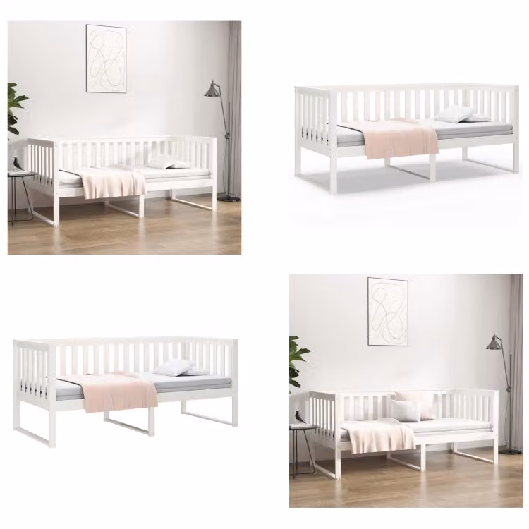vidaXL Letto da giorno bianco 90x190 cm pino massiccio - Letto da giorno - Letti da giorno - Letto da giorno legno - Letto da giorno legno massiccio