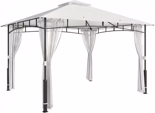 Gazebo; 3x3;6 m idropellente Giardino stallo con zanzariera; doppio tetto; per giardino; terrazza; nero