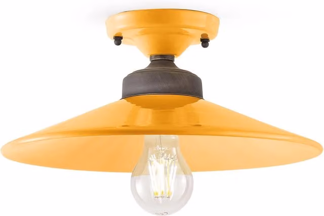 Plafoniera Vintage Colors Ferro E Ceramica Giallo 1 Luce E27