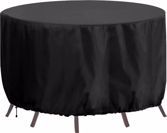 Tappetini per giardino rotondi impermeabili, grande tappeto per giardino rotondo 300 x 90 cm, tappetini per giardino rotondi pesanti 420D per esterno, impermeabili, resistenti al vento, anti UV tappetini per giardino patio set copertura nera