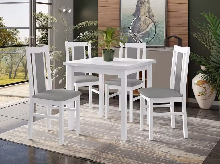 Set da pranzo 4+1 HARDIN 2 - bianco / grigio