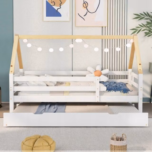 Letto a castello con estensione - Xylo - 90x200&90x190 - Bianco+Legno