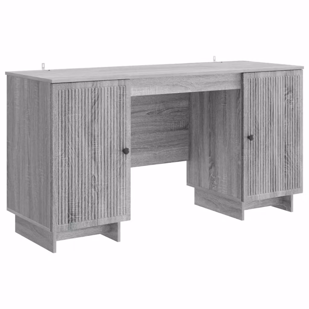Scrivania moderna vidaXL grigia in legno MDF con finitura opaca L: 142,5 cm, P: 50 cm, H: 75 cm – 2