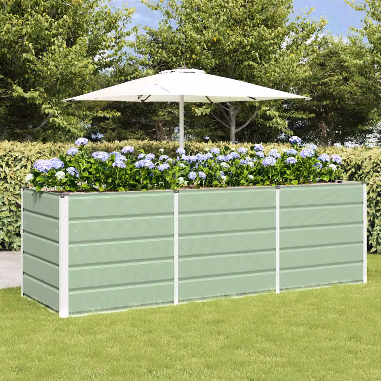 Fioriera verde vidaXL in acciaio e plastica per giardino e piante da interno L/P/H: 240 x 80 x 75 cm