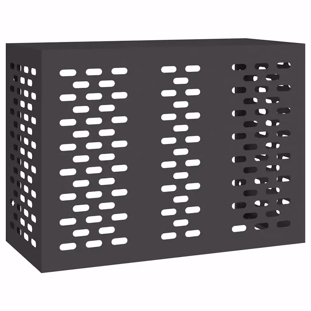Copertura per condizionatore d'aria vidaXL in acciaio, Nero, L 110 x P 50 x H 80 cm – 2