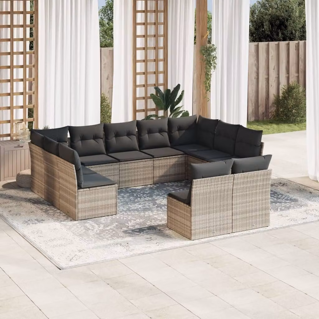 Maison Exclusive - Set Divani da Giardino 11 pz con Cuscini in Polyrattan Grigio