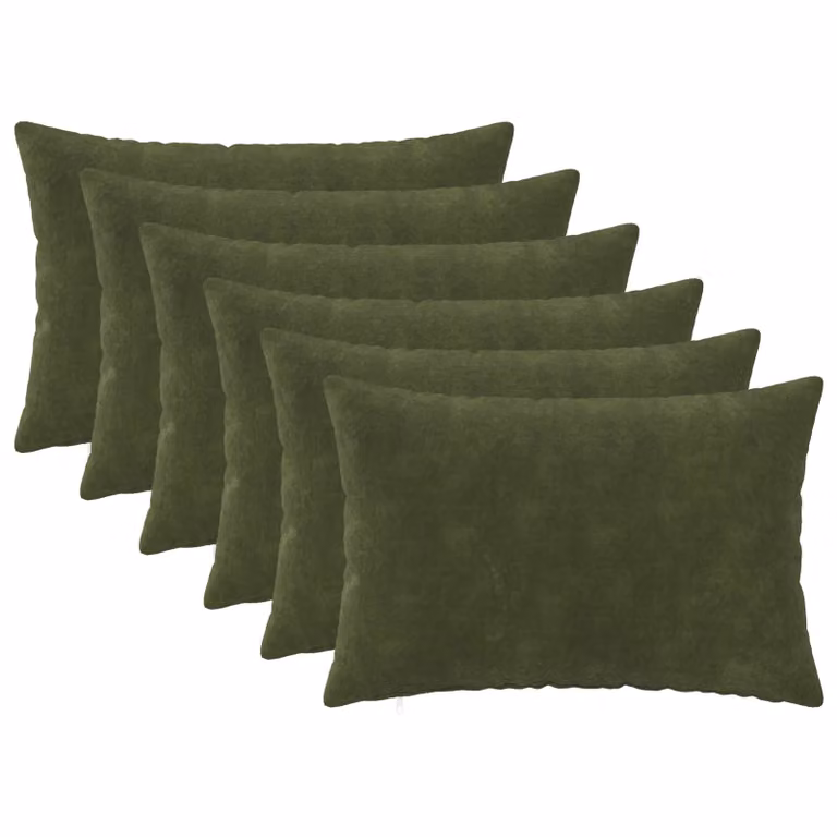 Set di 6 cuscini vidaXL HEERLEN in microfibra verde con fodera lavabile