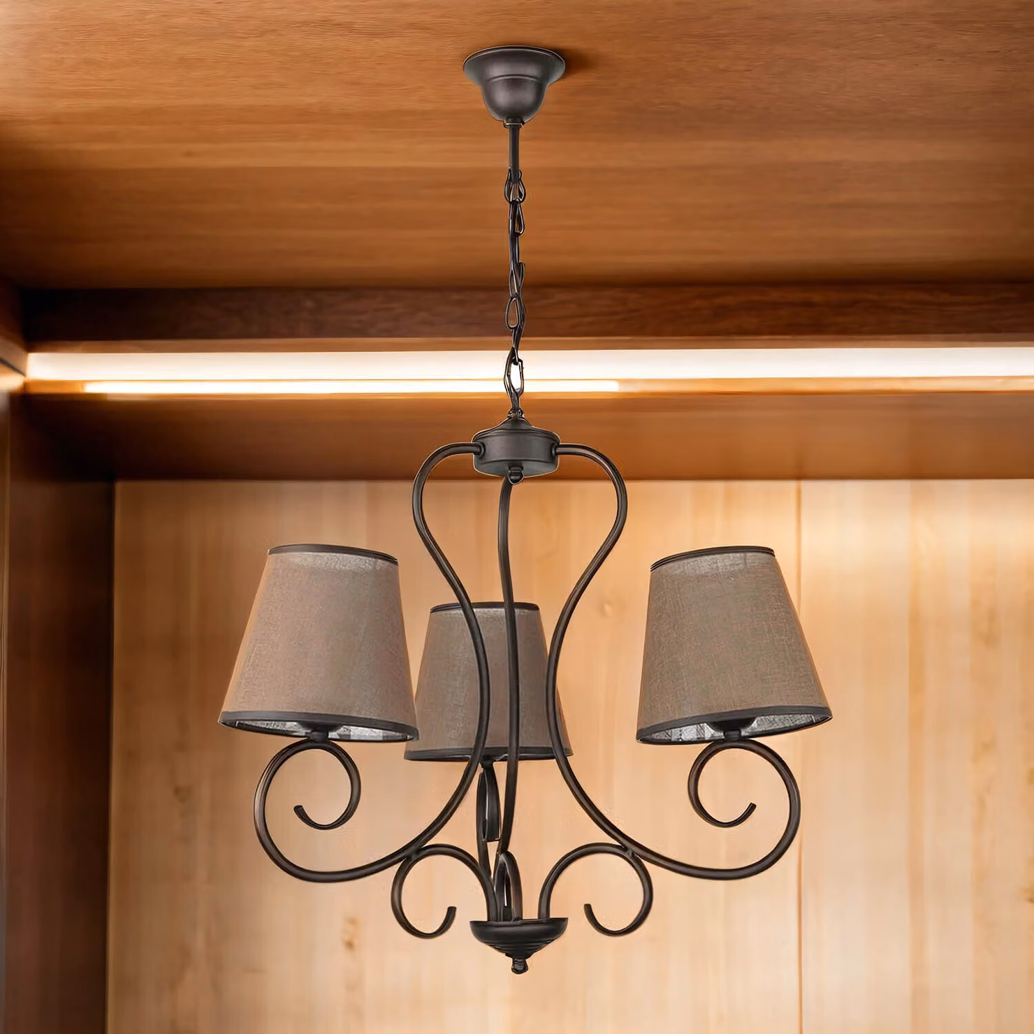 Lampadario con paralume a 3 bracci casa di campagna rustico E27 luce a sospensione tavolo da pranzo soggiorno