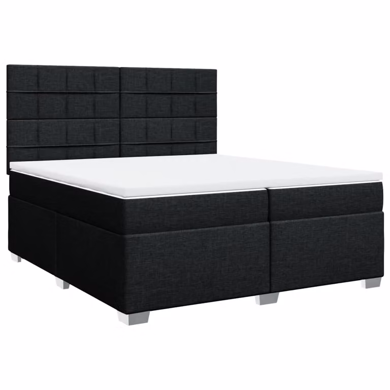 Giroletto a Molle con Materasso Nero 200x200 cm in Tessuto
