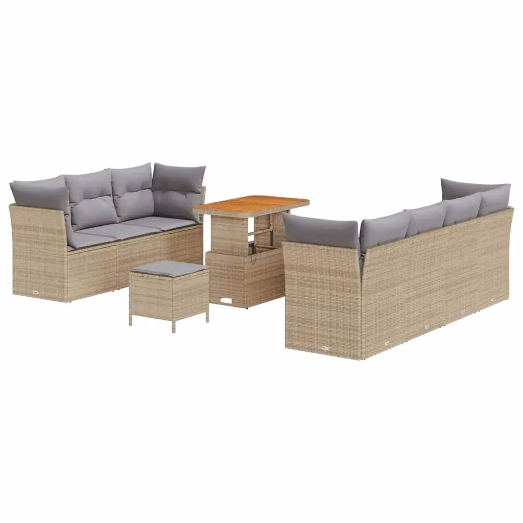 vidaXL Set Divano da Giardino Moderno con 10 Cuscini Beige e Grigio in Metallo e Tessuto – 2