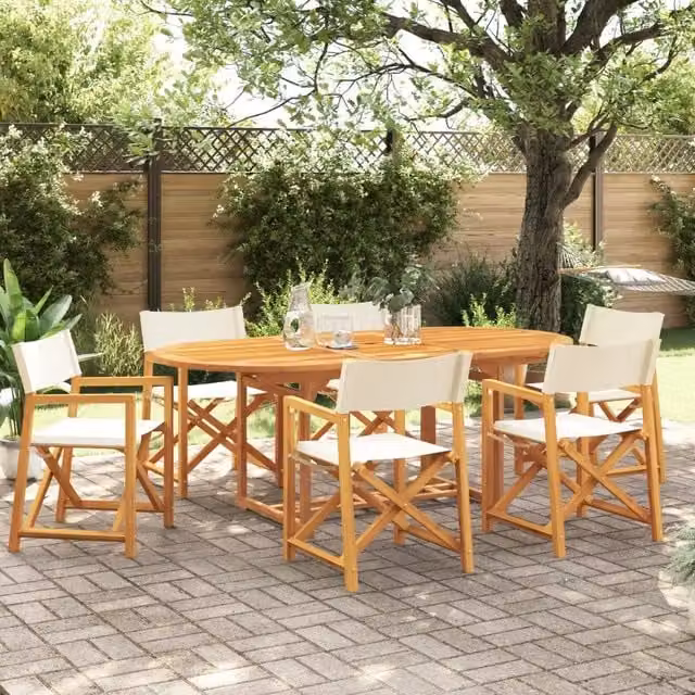 Set di 6 sedie pieghevoli in tessuto bianco crema 3208917