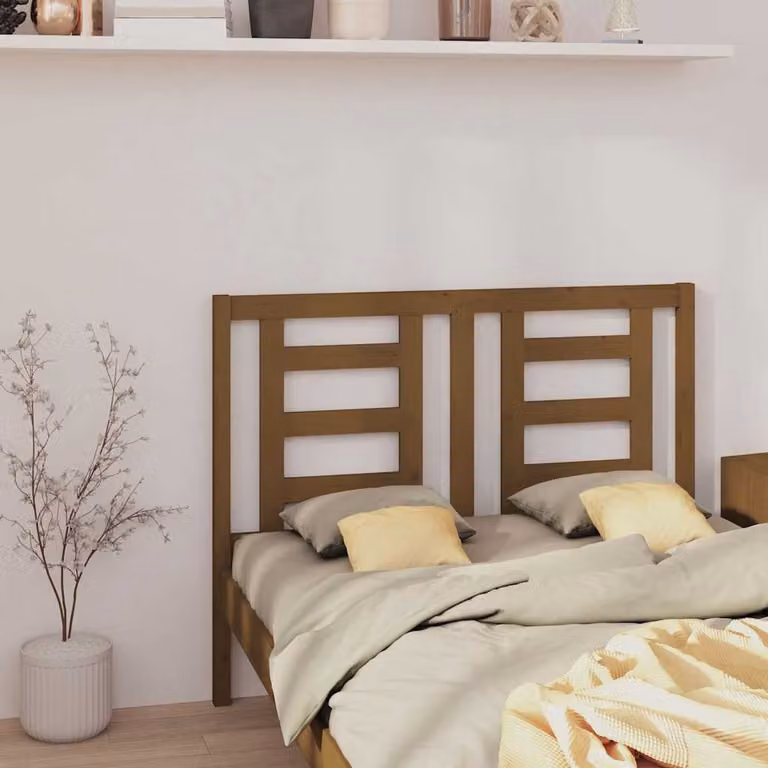 Testiera per letto vidaXL in legno massello di pino, colore marrone, L 141 cm x P 4 cm x H 100 cm