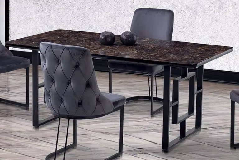 Luxus Esstisch Schwarz Esszimmer Tisch Metall Gold Tische Esstische Möbel Modern