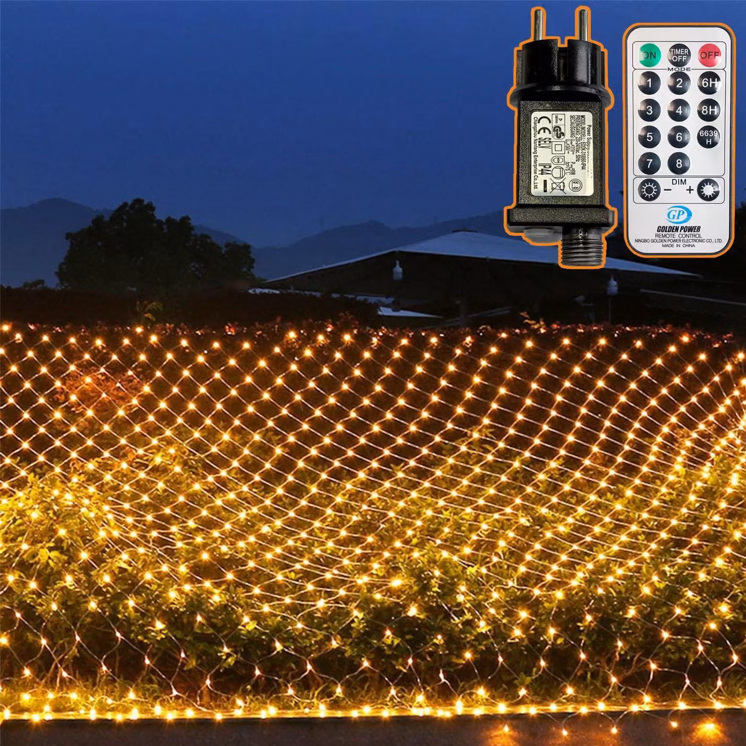 Striscia luminosa con 204 LED, dimensioni 3 x 2 metri, resistente all'acqua, con telecomando e timer