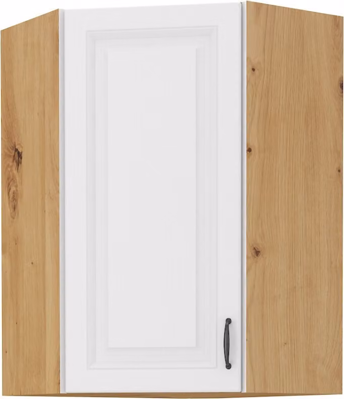 Armadietto alto ad angolo SOPHIA - 60x60 cm, bianco / rovere artisan