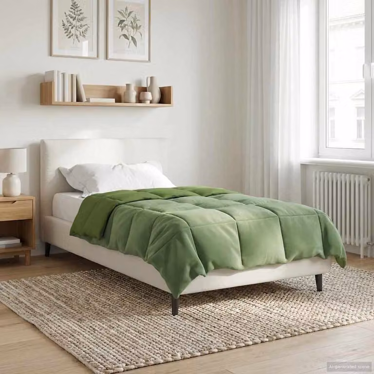 Piumino estivo traspirante e reversibile vidaXL in microfibra verde L/P/H: 135 x 220 cm