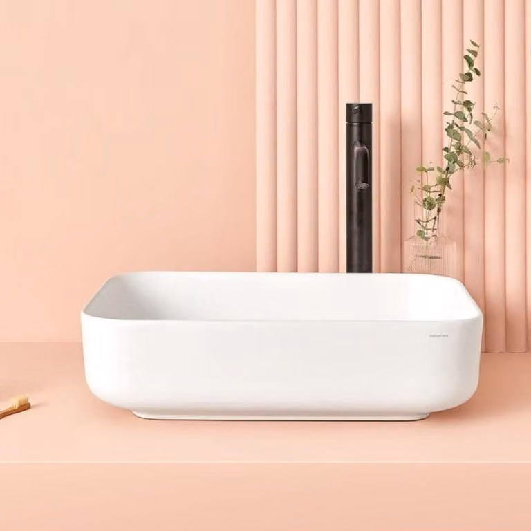 Lavabo rettangolare da appoggio in Vetroceramica bianca CATANIA