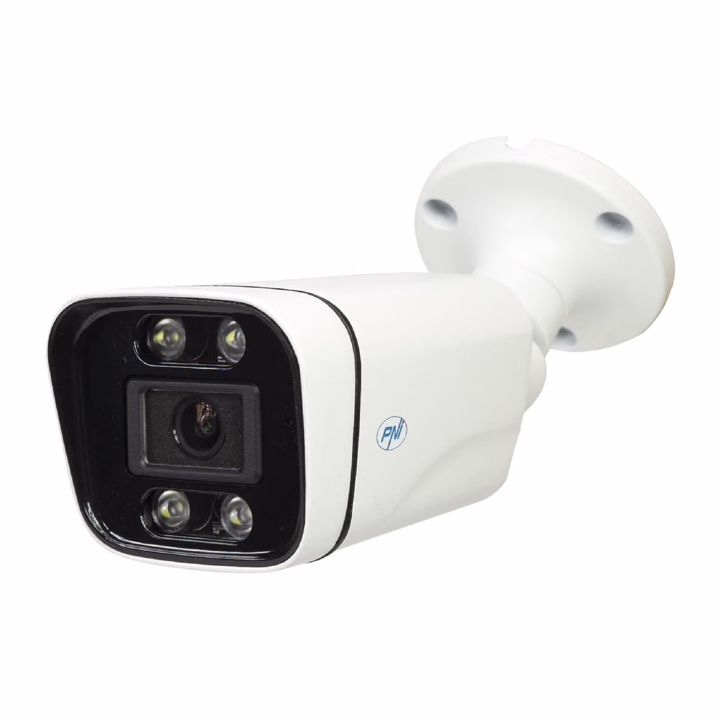 PNI IP8POE 8MP, 4K, D-WDR, 4,0 mm, 6 LED, IP66, microfono e altoparlante integrati, bianco