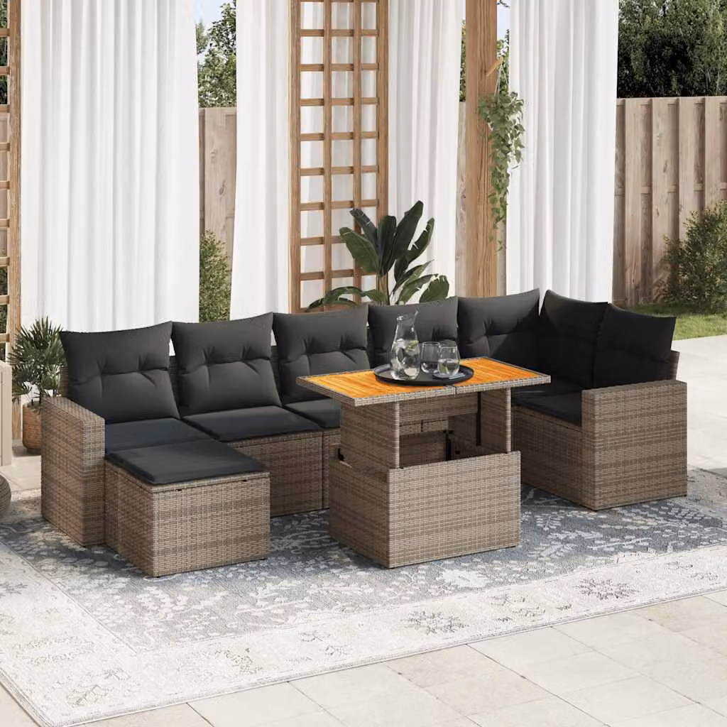 Maison Exclusive - Set Divano da Giardino 8 pz con Cuscini Grigio in Polyrattan