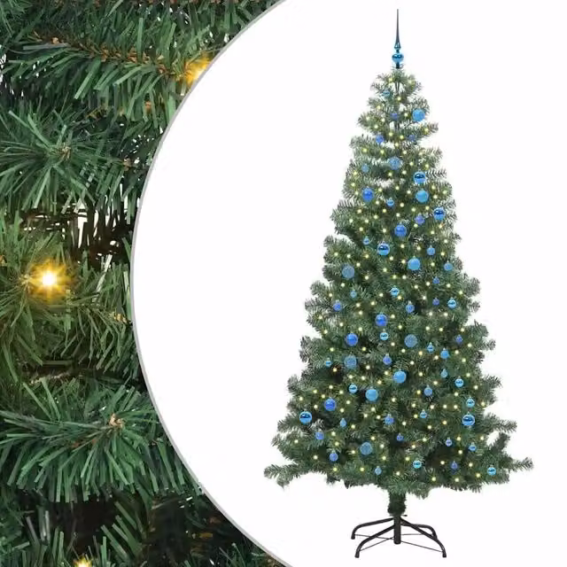 Albero di Natale moderno vidaXL verde in PVC con 300 LED luce bianca calda, Altezza: 240 cm