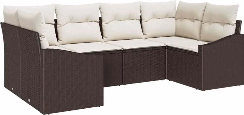 Set di divani con cuscino 6 pcs Marrone polyrattan