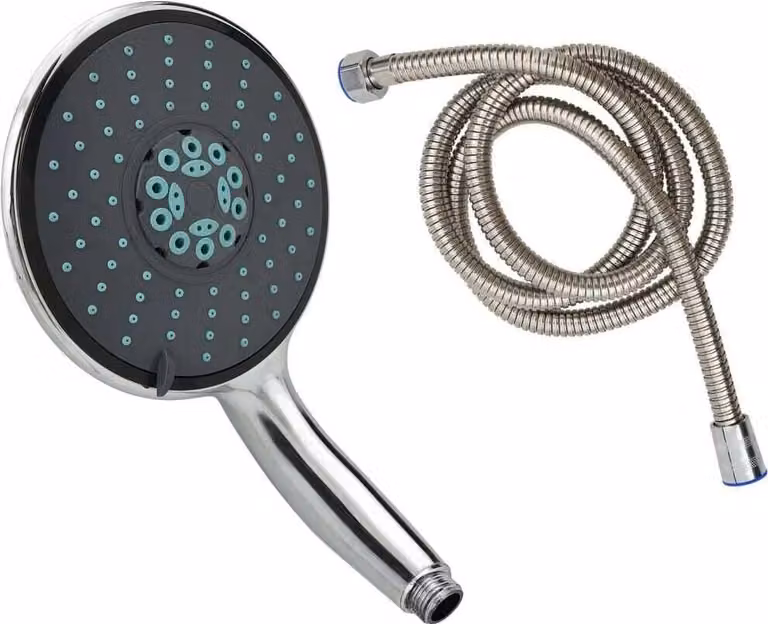 The Living Store Soffione doccia multifunzione con tubo flessibile da 1,5 m Cromato