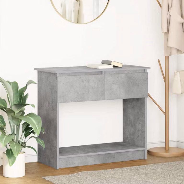 vidaXL Tavolo Consolle Moderno con Cassetti Grigio Cemento L: 85,5 cm, P: 38,5 cm, H: 74,5 cm