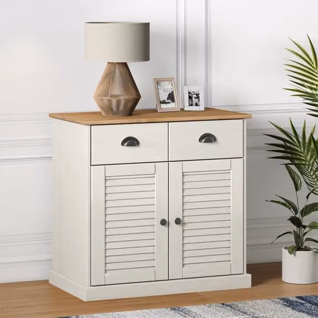 Credenza in legno di pino cerato bianco vidaXL L: 78 cm, P: 40 cm, H: 75 cm