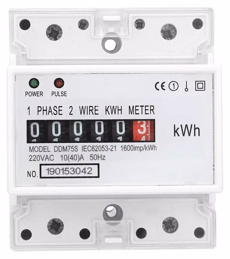 Contatore di energia elettrica monofase, montabile su guida DIN, 220V/230V, 10-40A, digitale, per la misurazione dei kWh