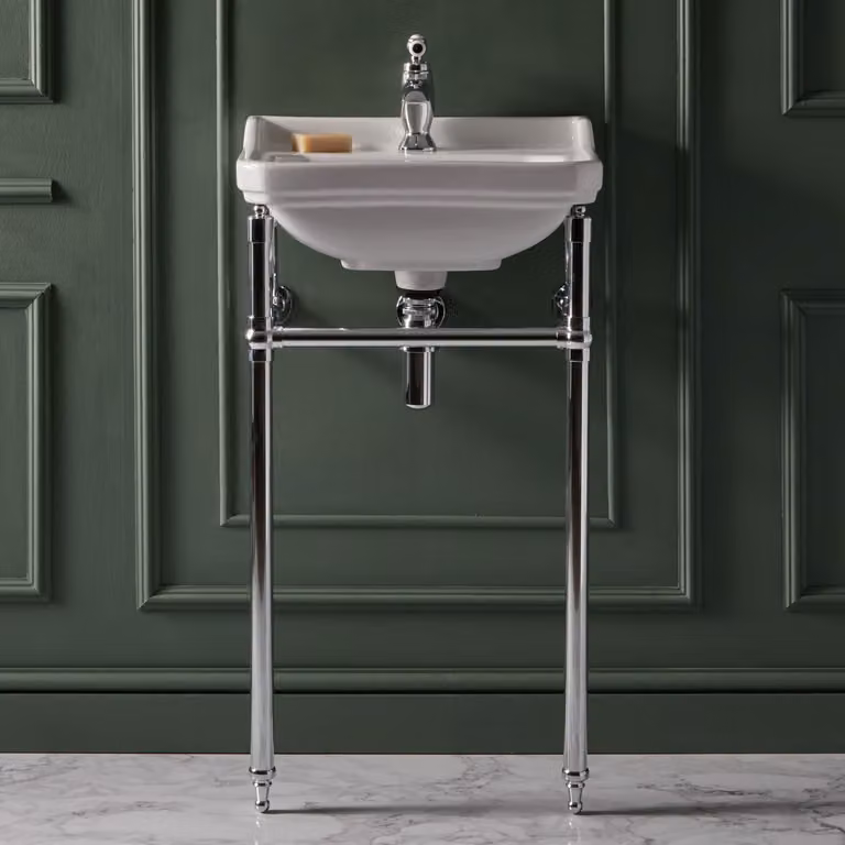 Consolle con Lavabo Tradizionale 500mm - Struttura cromata - 1 foro rubinetteria - Richmond